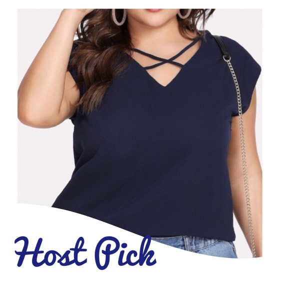 Tops - ➕Navy Criss-Cross Front Top